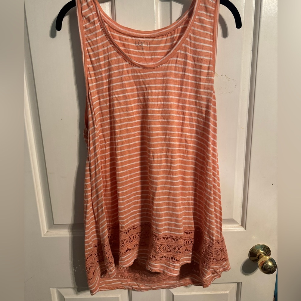 Loft coral and white stripe soft tank top